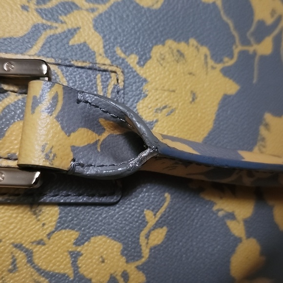 Tory Burch Robinson Dome Leather Handbag in Yellow and Gray Floral - Picture 6 of 15